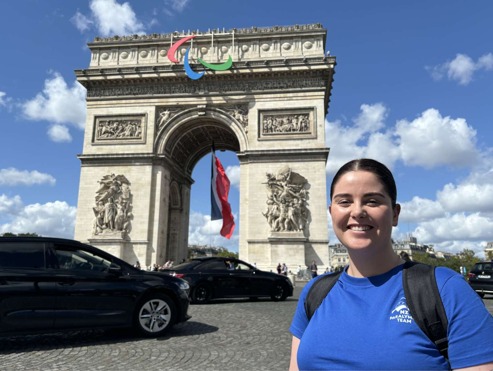 Bec in france wearing her team uniform